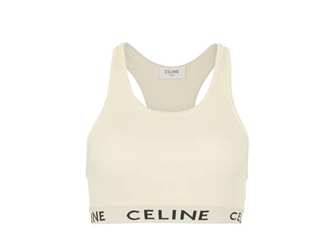 celine sports bra off white|celine striped sports bra.